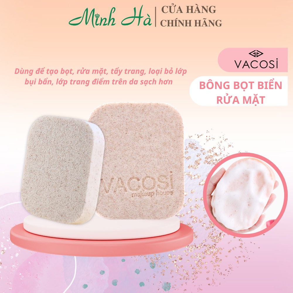 Bông bọt biển rửa mặt Vacosi Pink Cleansing Sponge BP26