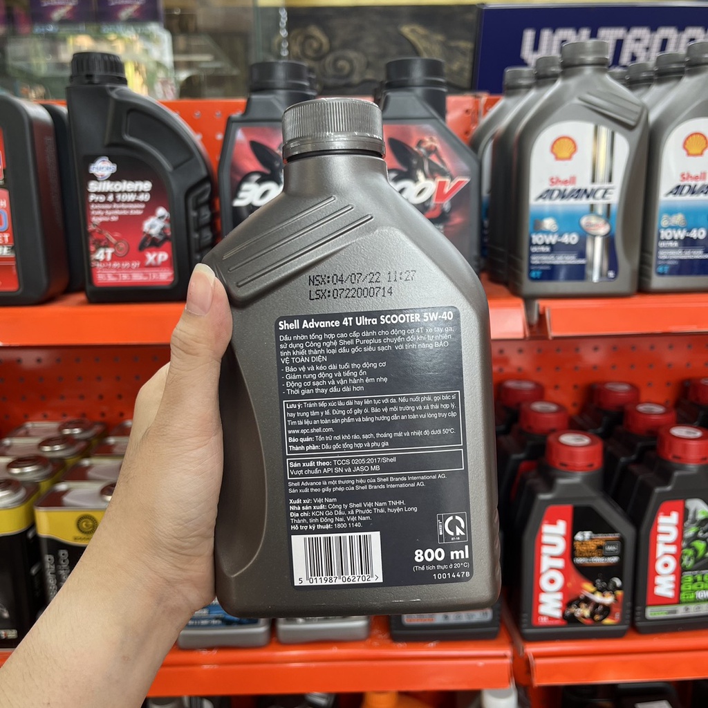 Dầu Nhớt Cho Xe Ga Shell Advance Ultra Scooter 5W40 0.8ML