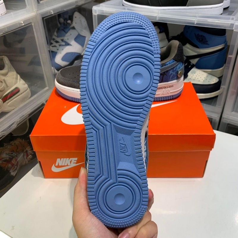 Giày Air. foce. thổ cẩm xanh blue thấp, Giầy Sneaker Nam Nữ AF1 Travis. Scott xanh mới