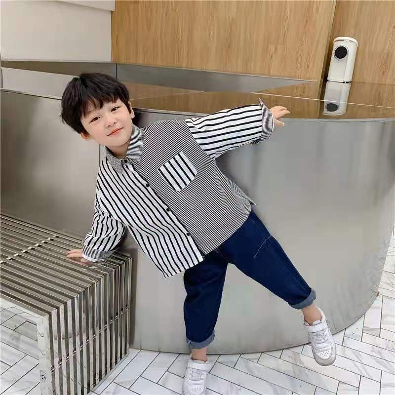 Cotton Long Sleeve Plaid Shirt Korean Style New Spring Autumn Boys Fashion For Boys 2021