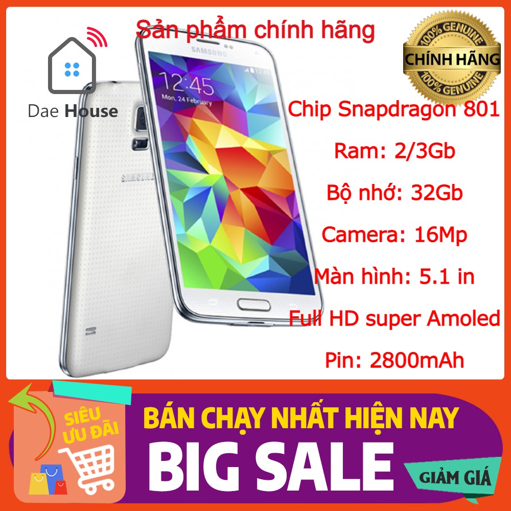 Điện thoại cấu hình cao giá rẻ dưới 1 triệu Samsung Galaxy S5 chính hãng, chiến game mượt