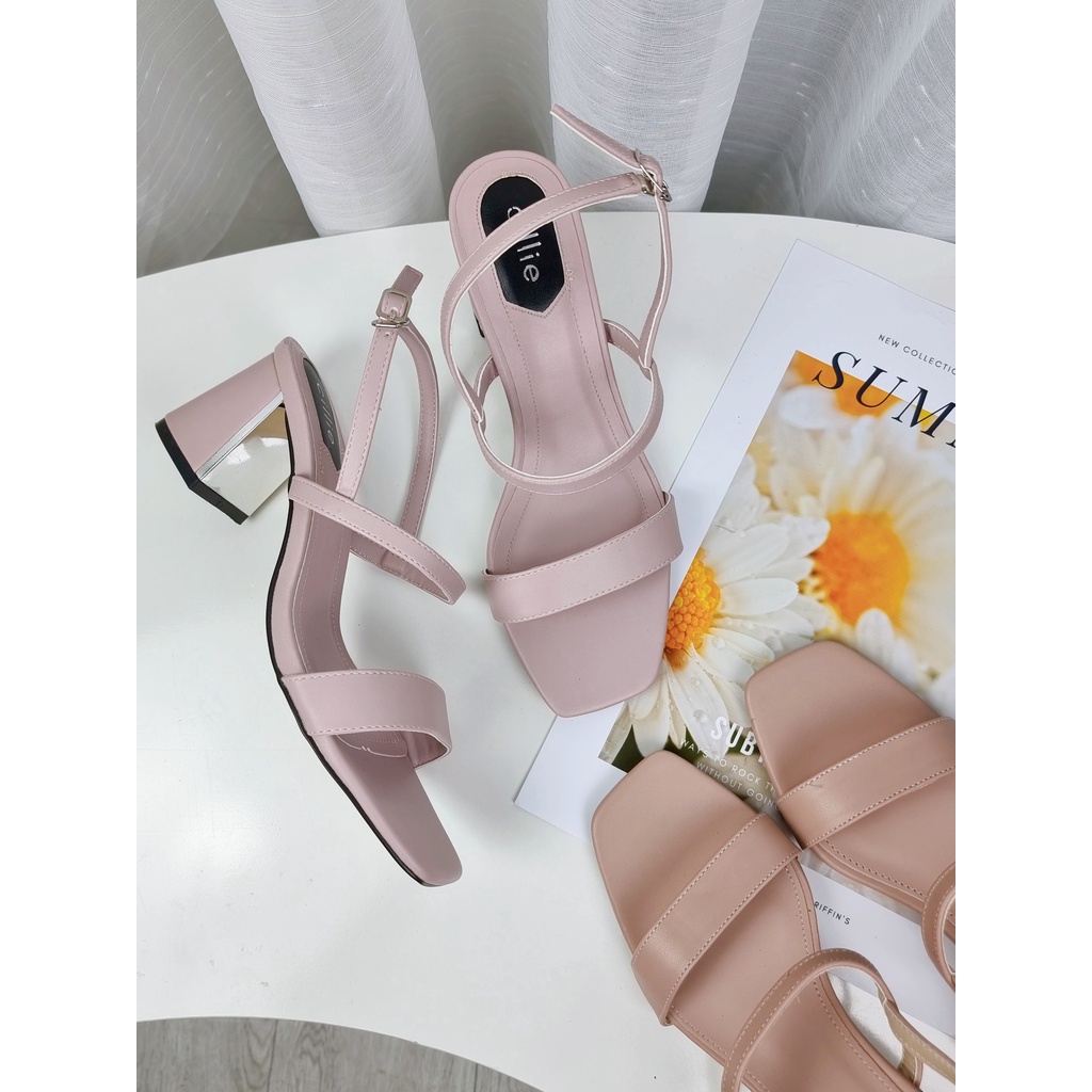Giày Cao Gót Sandal Nữ Cillie Gót Xéo Cao 5p Phối Mũi Vuông Thời Trang Văn Phòng, Dạo Phố 1083