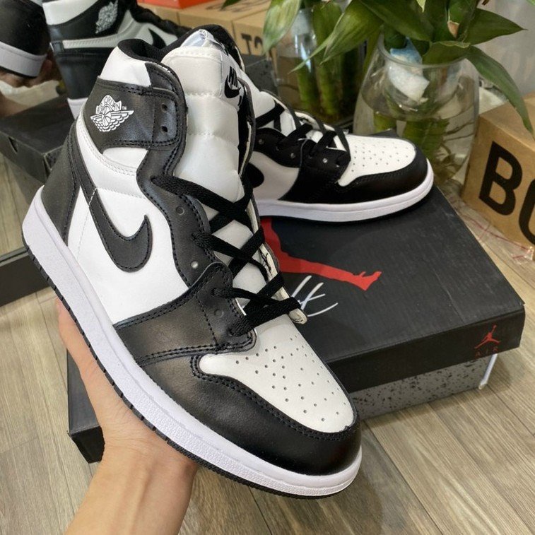 Giày  jordan Giày Thể Thao Jordan cao cổ Đen Trắng panda nam nữ, giày jordan Cổ Cao full box bill