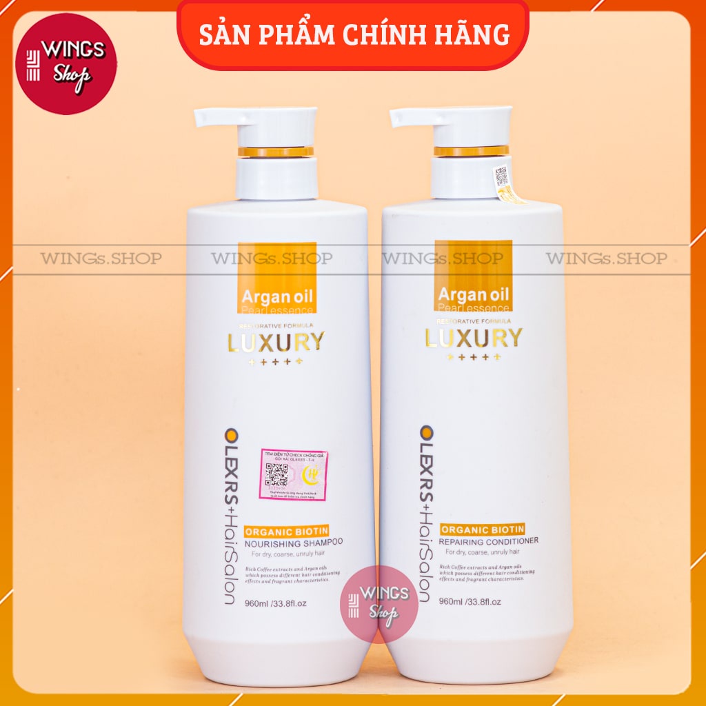 Dầu gội xả phục hồi chuyên sâu, giảm rụng, giảm gàu Olexrs Luxury Argan Oil 500ml-960ml | Wings Shop