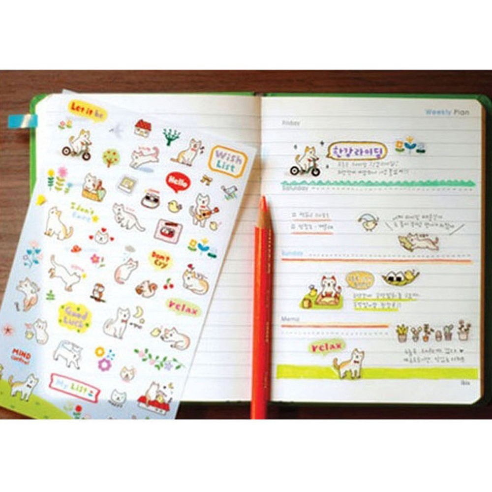 Giấy dán trang trí in họa tiết mèo con dễ thương DIY cho trẻ em