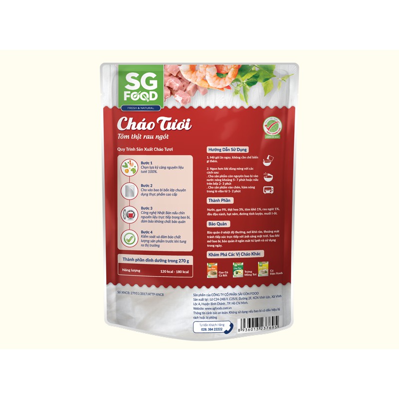 Cháo tươi tôm thịt rau ngót 240g