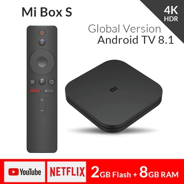 Android Tivi Box Xiaomi Mibox S 4K Global (Android 8.1) - Hàng chính hãng DGW - Bảo hành 12 tháng