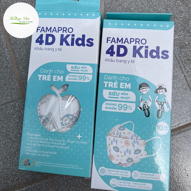 Khẩu trang trẻ em 4D Kid Famapro  - Hộp 10 cái