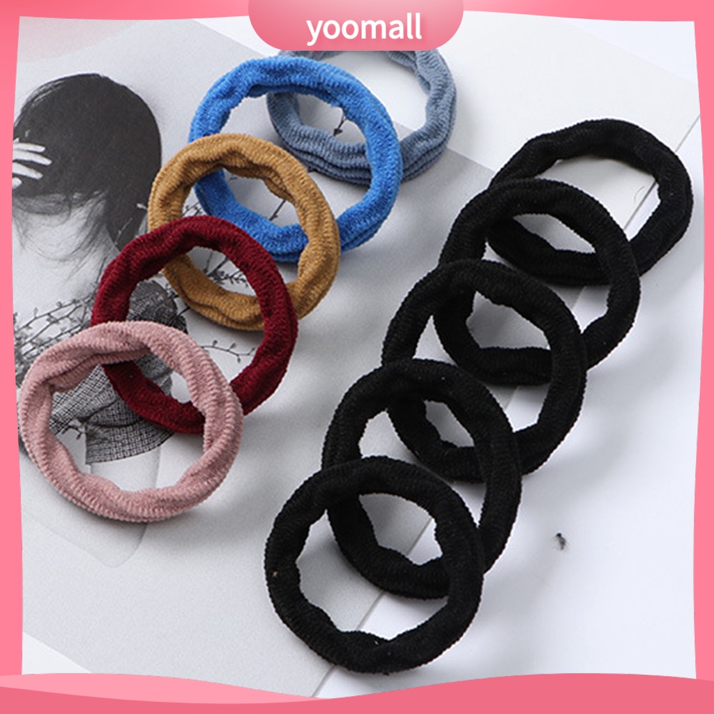 Set 5 Dây Thun Cột Tóc Mini Co Giãn Đơn Giản Cho Nữ