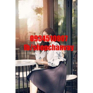 Chân váy midi đen 2 lớp 2 túi hông: Hàng tke