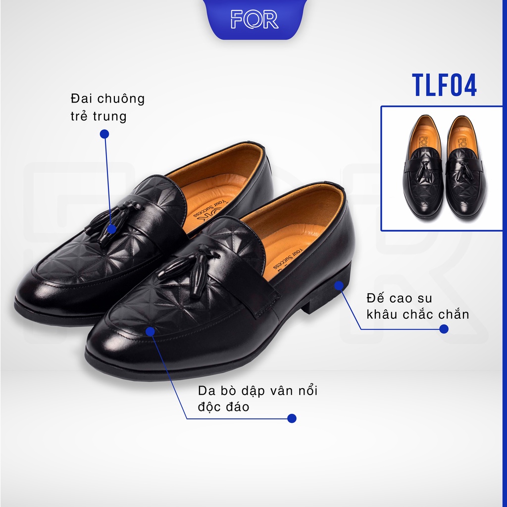 Giày lười nam FOR cao cấp thiết kế đai chuông sang trọng đế cao su siêu êm, bền chắc bảo hành 12 tháng TLF04
