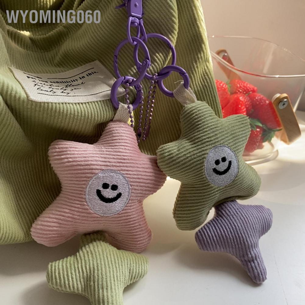 Wyoming060 Cute Keychain Corduroy Cartoon Pattern Pendant Decoration for Women's Bag