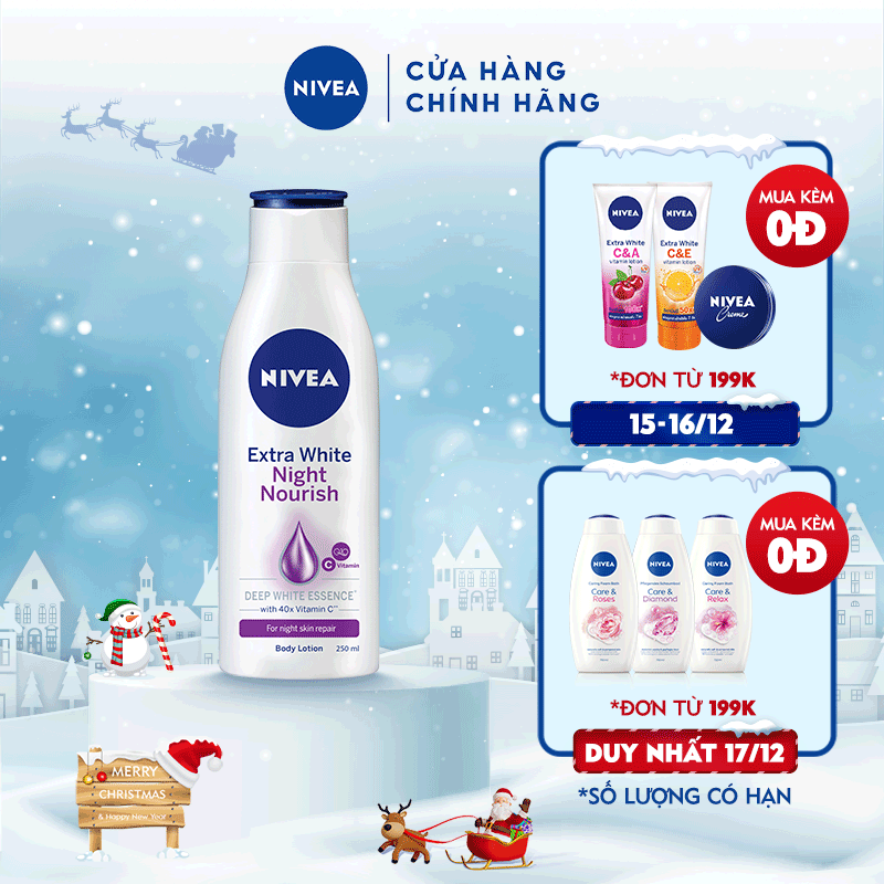 Sữa dưỡng thể giúp săn da, dưỡng trắng Nivea ban đêm (250ml) - 88125