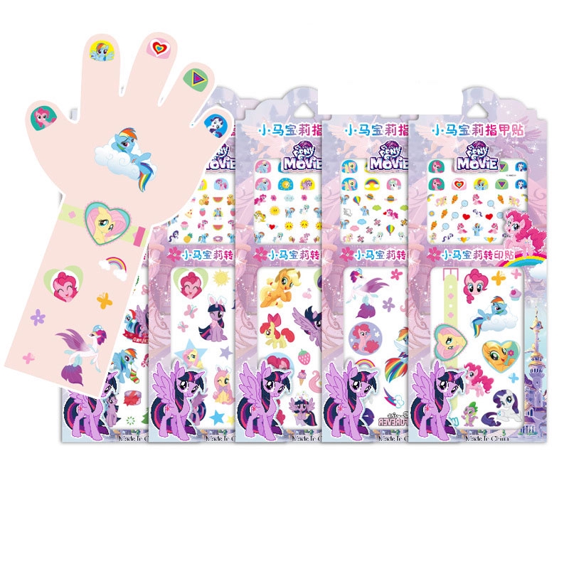 Hình xăm dán trang trí móng tay 2 trong 1 họa tiết hoạt hình frozen/ my little pony chống thấm nước dành cho bé gái
