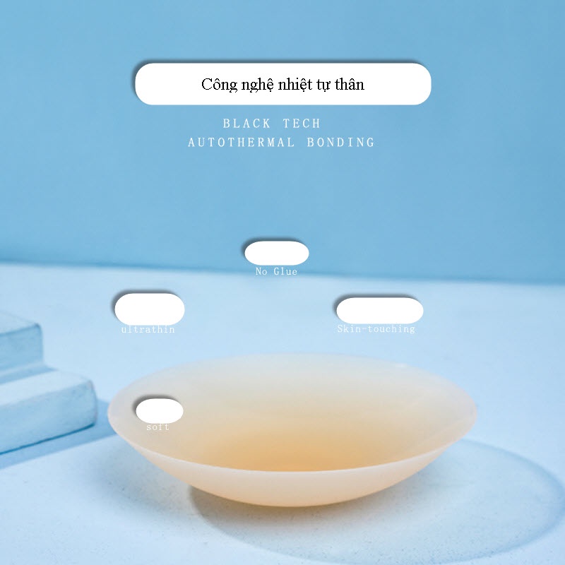 Miếng dán ngực silicon nhiệt tự thân loại tốt , không keo dán siêu mỏng tàng hình