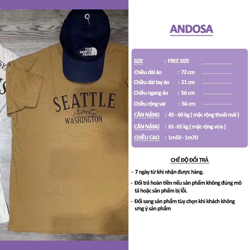 Áo thun 3158 chất cotton tay lỡ form rộng phông nam nữ in chữ hàng Quảng Châu ANDOSA AT24