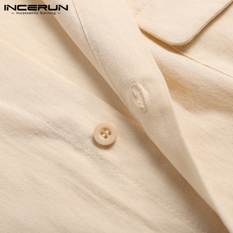 Áo Sơ Mi INCERUN Tay Ngắn Màu Trơn Thời Trang Cho Nam | BigBuy360 - bigbuy360.vn