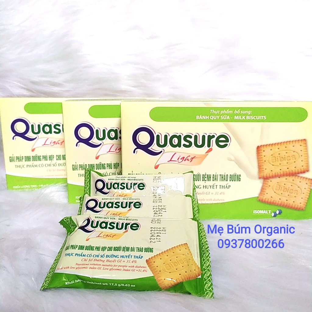 [ HCM Giao Hỏa Tốc] Combo 03 Hộp Bánh Quy Sữa Cho Người Tiểu Đường Quasure Light Hộp 140g ( Hộp 8 gói - Mỗi gói 02 bánh)