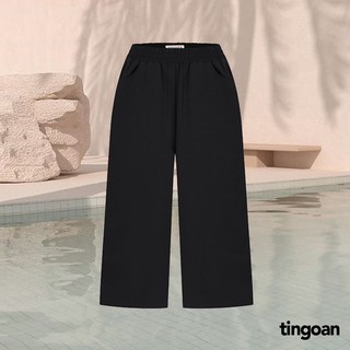Quần ống xuông đũi lửng chống nhăn đen tingoan KIM CULOTTES/BL