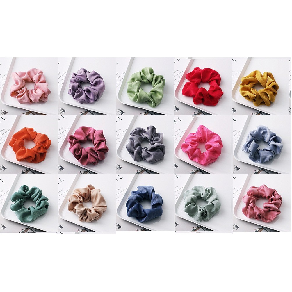 Buộc tóc vải lụa Satin thời trang Scrunchie buộc tóc nữ tính