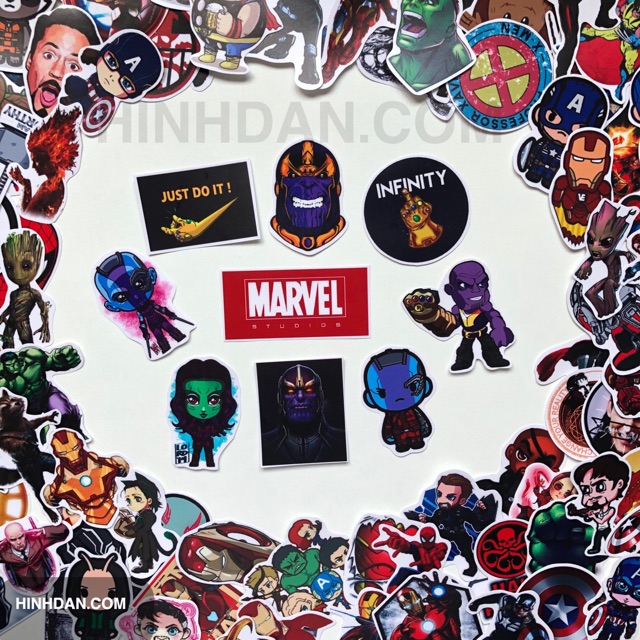 Sticker MARVEL SIÊU ANH HÙNG  Chống Nước Trang Trí Va Li, Xe, Laptop, Nón Bảo Hiểm, Đàn Guitar