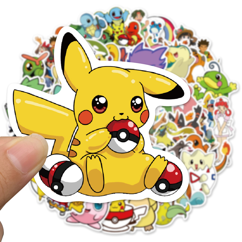 Bộ 50 Miếng Dán Chống Thấm Nước Hình Pokemon Dành Cho Điện Thoại