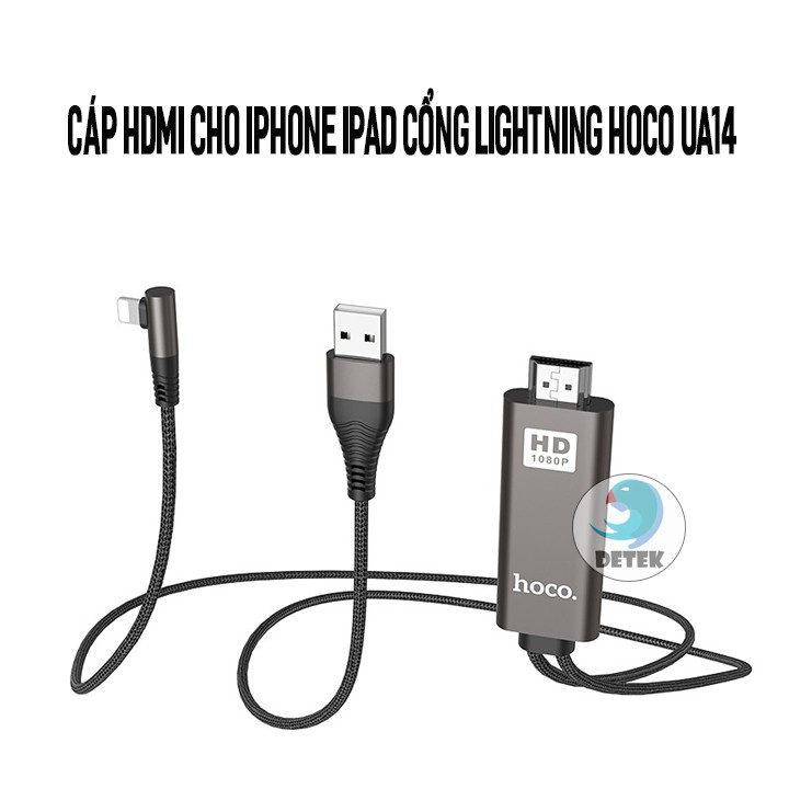 [ HOT SALE ] Cáp HDMI cho iPhone iPad cổng Lightning Hoco UA14 dài 2.0m (đen) siu bền