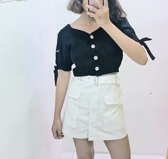 ÁO CROPTOP TAY NƠ