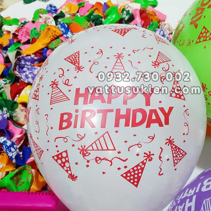 Bong bóng in chữ Happy Birthday bịch 20-50-100 cái đủ màu