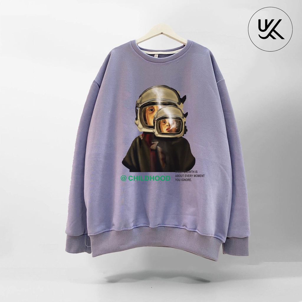Áo Nỉ Sweater CHILDHOOD oversize, Chất Nỉ Bông cao cấp, Dài Tay Form Rộng, Unisex Nam Nữ. KKimShop