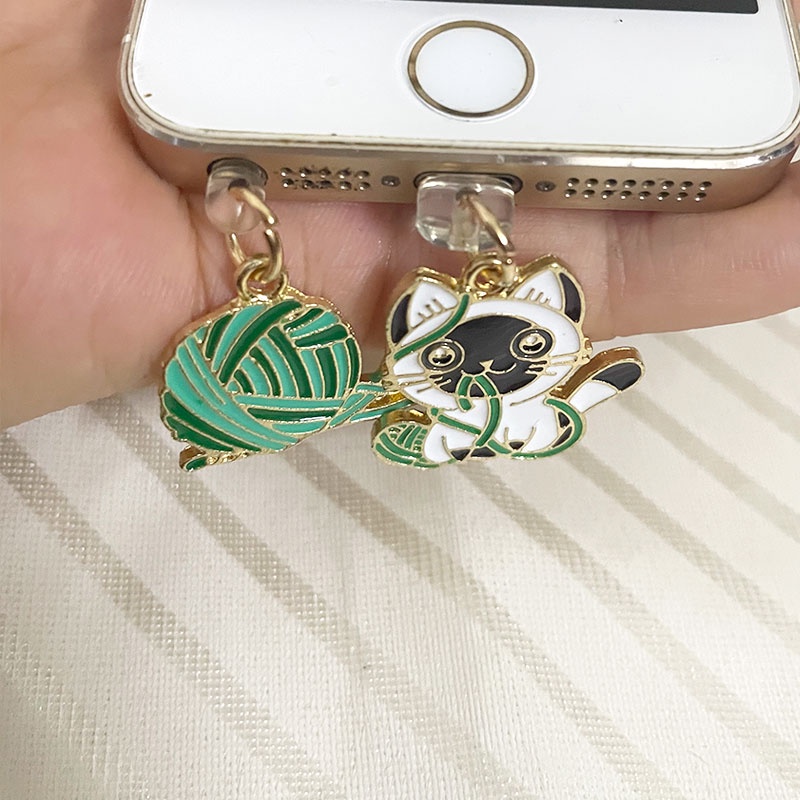 Nút Bịt Cổng Sạc type-c Hình Mèo Bằng Len Dễ Thương Chống Bụi Cho Điện Thoại Di Động Android