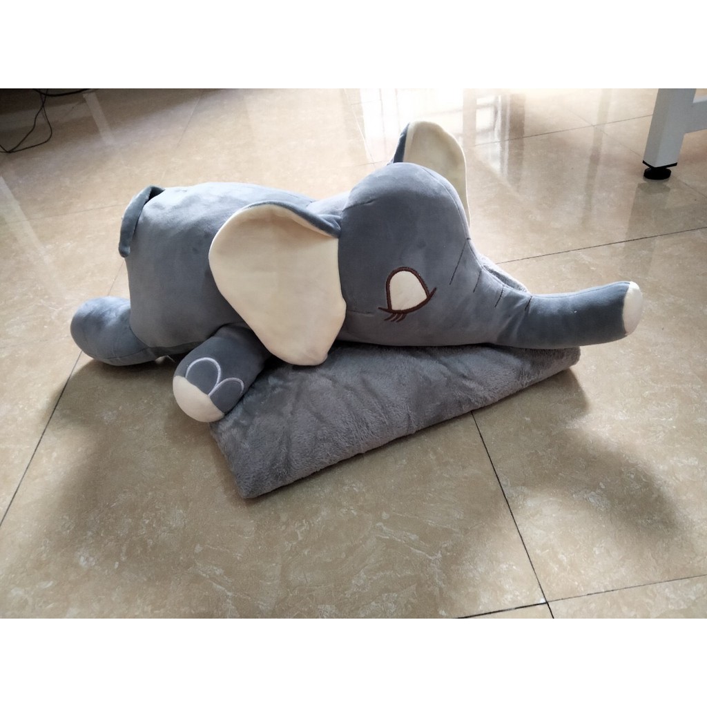 Bộ chăn gối hình thú Voi xinh 70cm Ghome