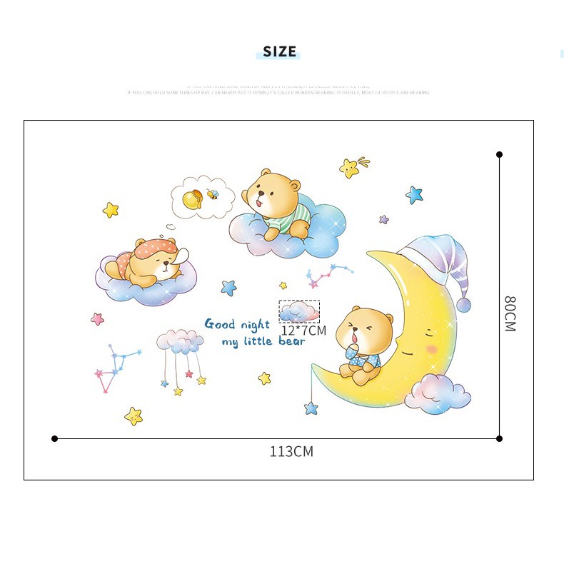 Decal dán tường Gấu ngồi trên cung trăng