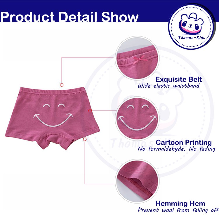 Set 5 Quần Lót Boxer Cotton Thể Thao Dành Cho Bé Gái