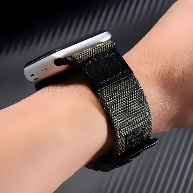 Dây Đeo Nylon Màu Đen Kiểu Dáng Đơn Giản Thời Trang Cho Đồng Hồ Apple 44mm 40mm 45mm 41mm 42mm 38mm