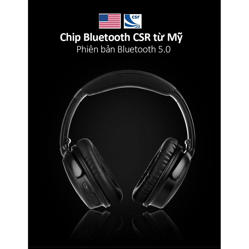 Tai nghe chụp tai bluetooth 5.0 chip Bluteooth mạnh mẽ dùng chip CSR từ Mỹ chống ồn bảo hành 1 năm V8 tai nghe gaming