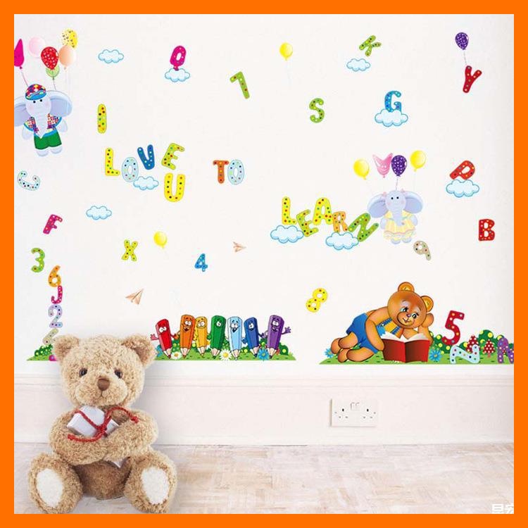 Decal dán tường chữ cái và số SK9050 trang trí phòng, trường mầm non cho bé