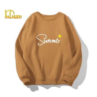 Áo sweater unisex nam nữ cổ tròn , chất liệu vải nỉ in hình Summer