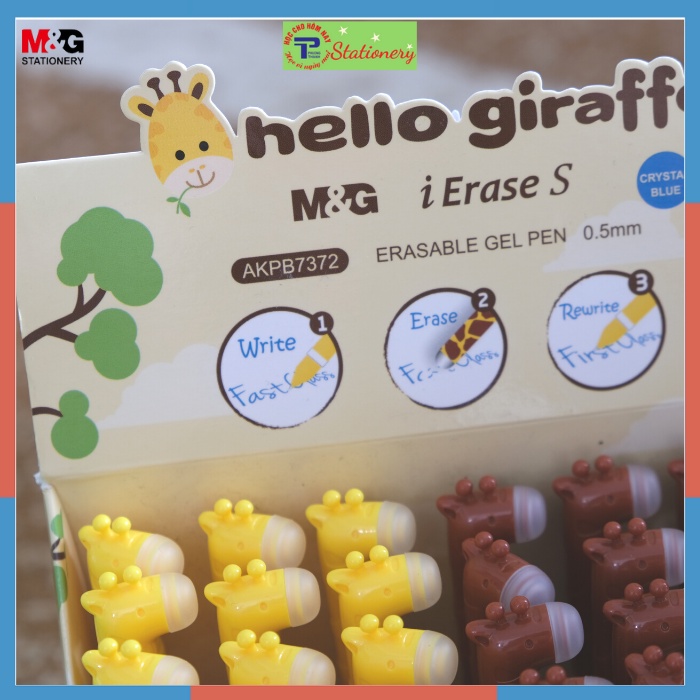 Bút nước xóa được hình hươu cao cổ xinh xắn dễ thương mực xanh M&G 7372, hàng chính hãng