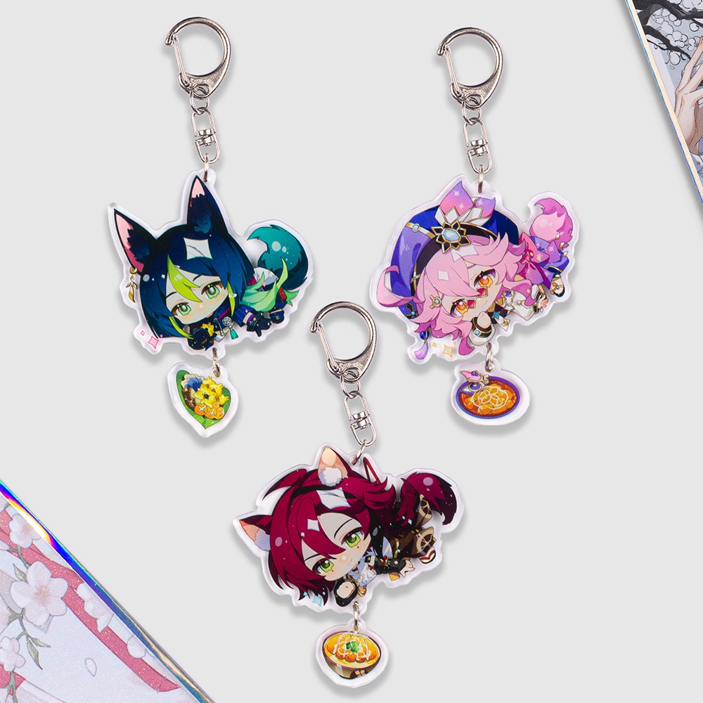 Móc Khóa Hai Mặt Bằng Acrylic Trong Suốt In Hình Anime Dễ Thương