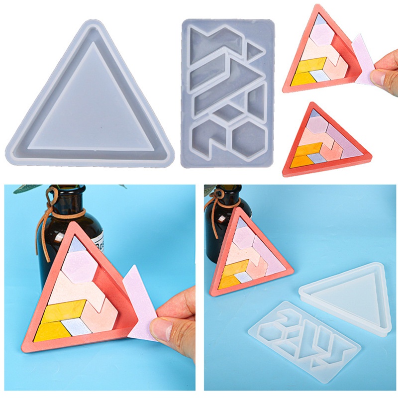Bộ 2 Khuôn Silicone Làm Trang Sức Hình Mảnh Ghép Hình Cho Trẻ Em