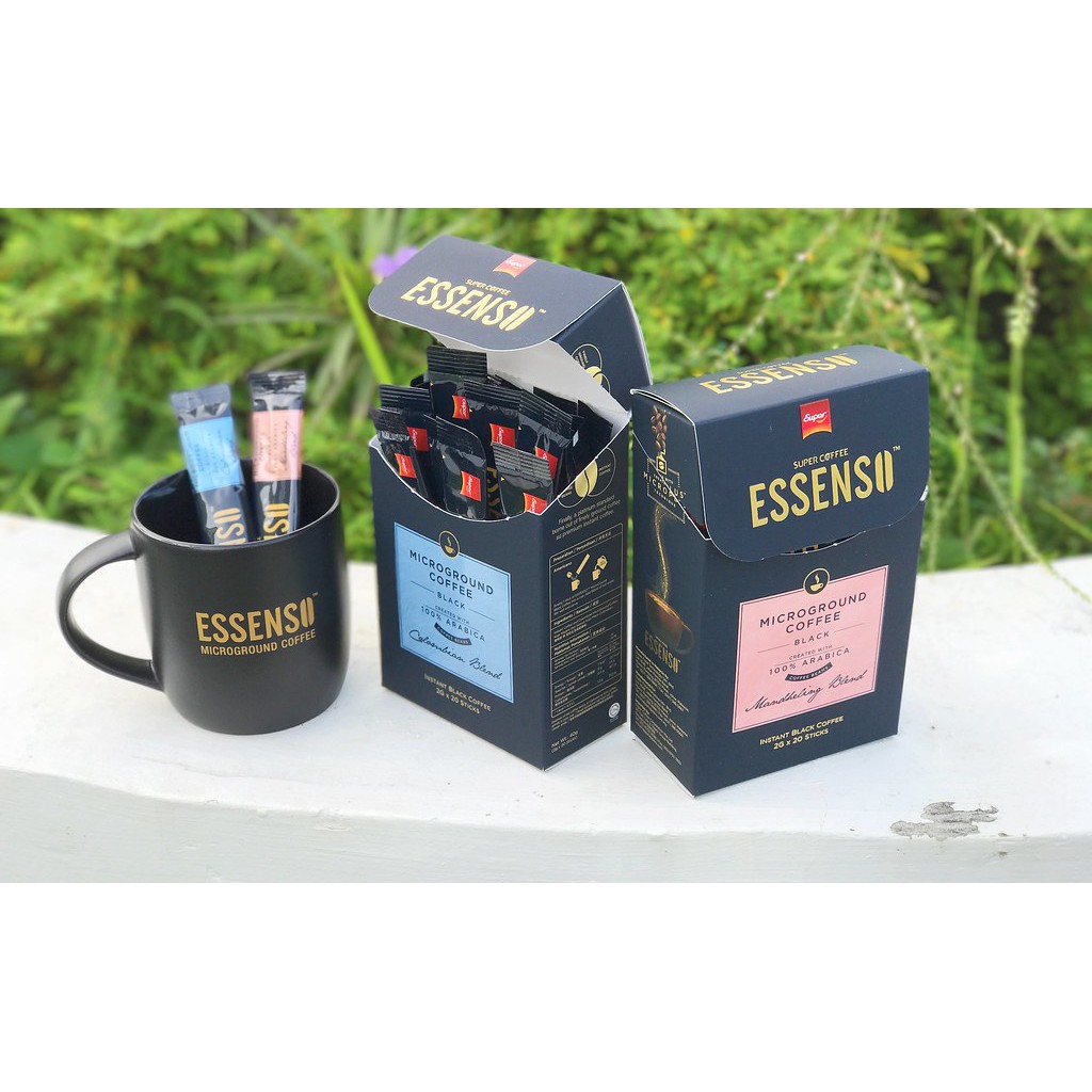 Cà phê đen hòa tan Super Essenso Microground Colombian Blend Instant Black Coffee 20 Sticks x 2g (40g)
