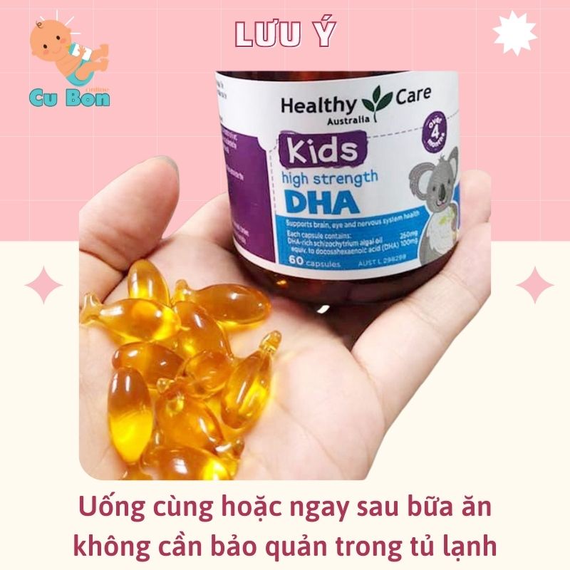 DHA cho bé Healthy Care Kid’s High strength DHA Úc 60 viên bổ sung omega-3 cho bé thông minh toàn diện từ 4 tháng tuổi