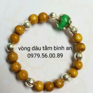Vòng dâu tằm 7 bi bạc + đá