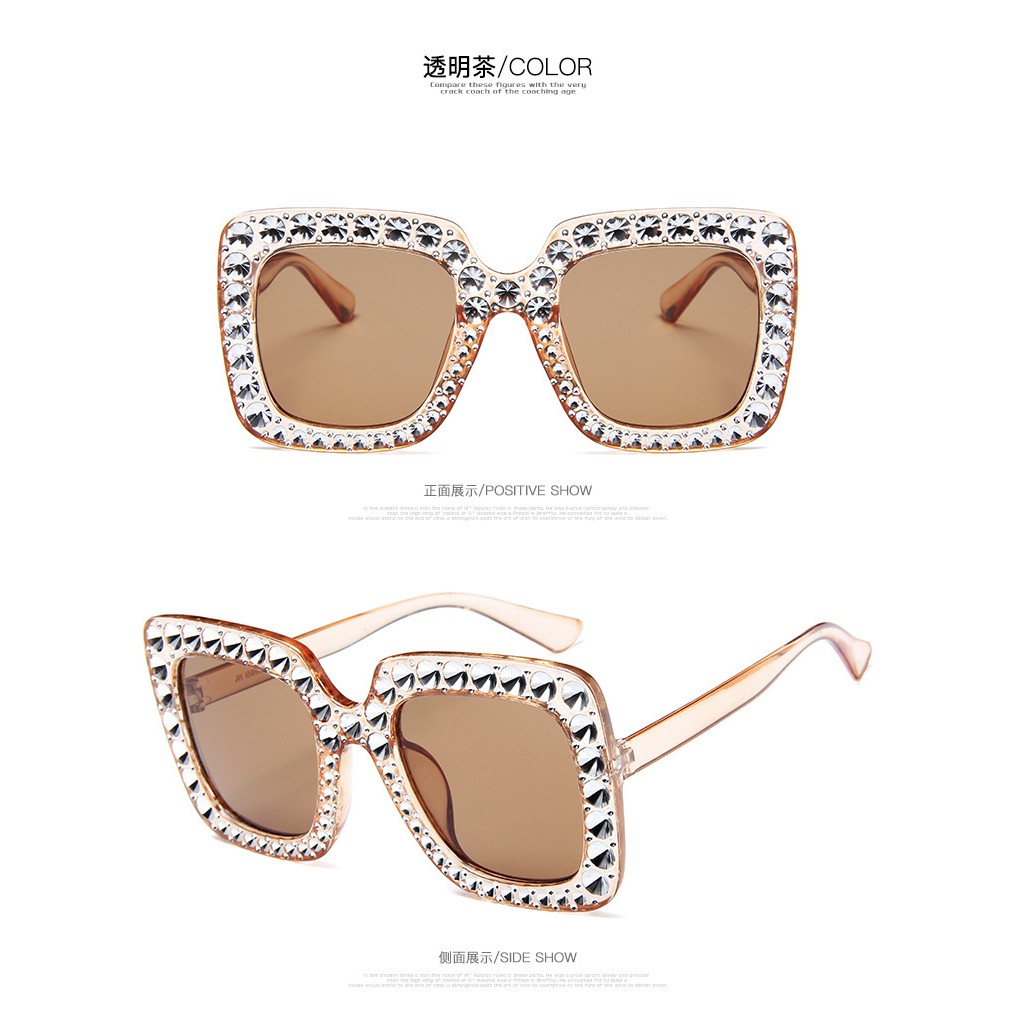 Kính mát gọng vuông bản to chống tia UV phong cách độc đáo thời trang cho nữ