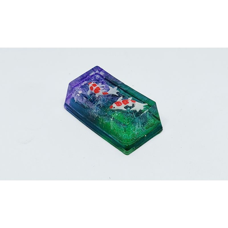 Keycap artisan cá koi 2u trang trí bàn phím cơ gaming (tone tím xanh)