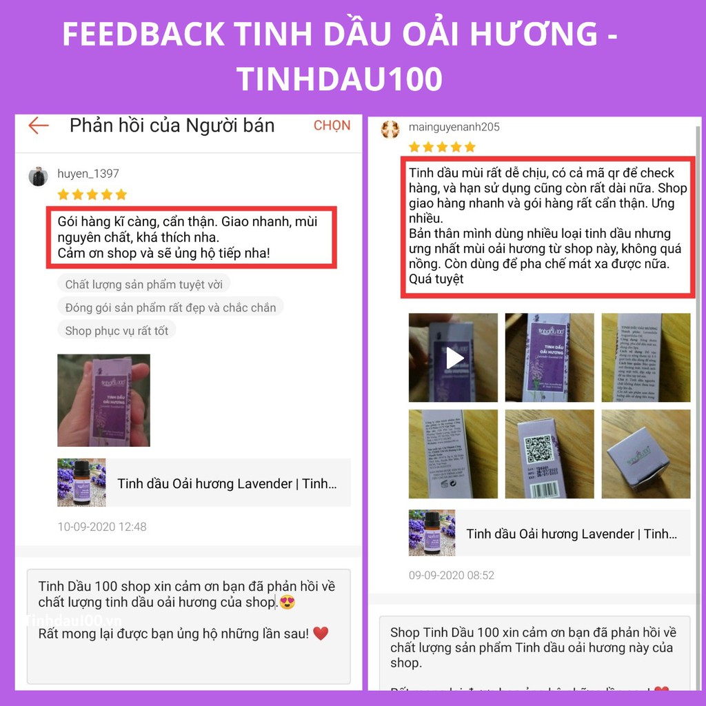 Tinh dầu oải hương Tinh Dầu 100. Tinh dầu lavender nguyên chất. Tinh dầu xông phòng khử mùi, ngủ ngon 10ml. Xuất xứ Pháp