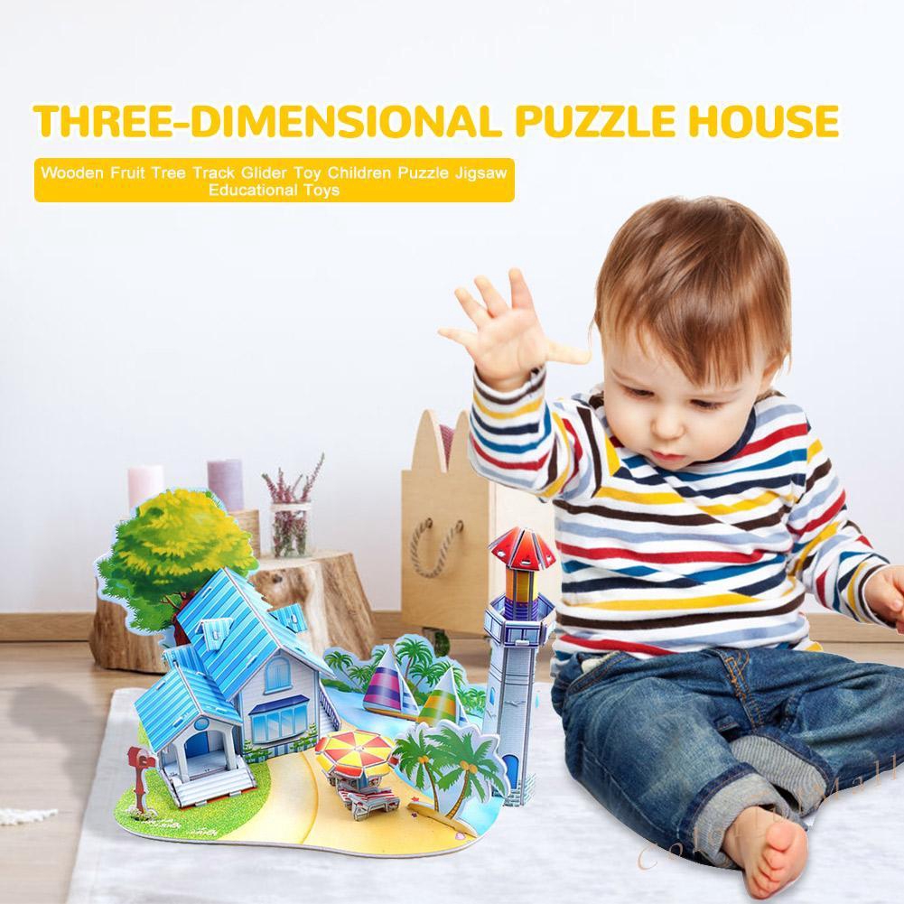 3D DIY House Puzzle Children Kids Educational Jigsaw Toy Handmade Toys Gift