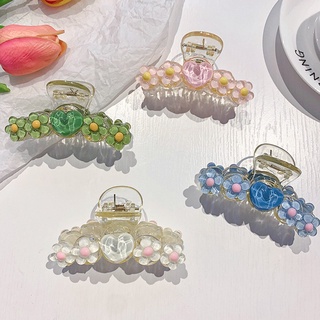 Thời Trang Kẹp Tóc Nhựa Trong Suốt Đính Hoa Nhiều Màu