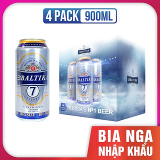Bia Nga Nhập Khẩu - Bia Baltika loại số 7 - 900ml/lon, 4 lon/lốc